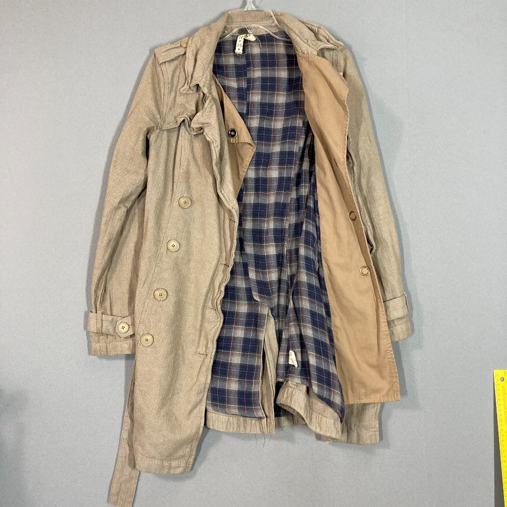 Free People We the Free Flannel Lined Jacket Army Field Coat XS Military Beige